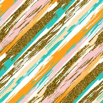 Vector seamless pattern with hand drawn gold glitter textured brush strokes Stock Illustration