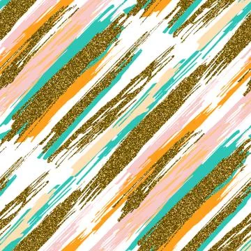 Vector seamless pattern with hand drawn gold glitter textured brush strokes Stock Illustration