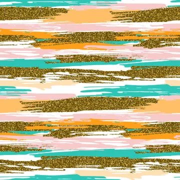Vector seamless pattern with hand drawn gold glitter textured brush strokes Stock Illustration