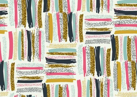 Vector seamless pattern with hand drawn gold glitter textured brush strokes Illustrazione stock