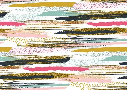 Vector seamless pattern with hand drawn gold glitter textured brush strokes Stock Illustration