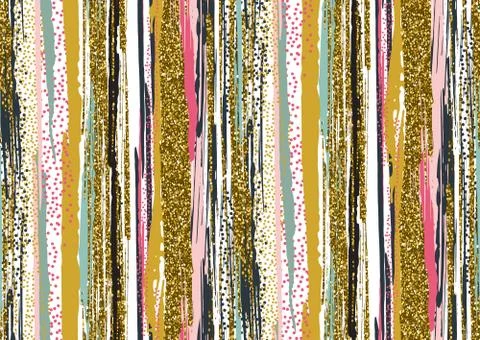 Vector seamless pattern with hand drawn gold glitter textured brush strokes Stock Illustration