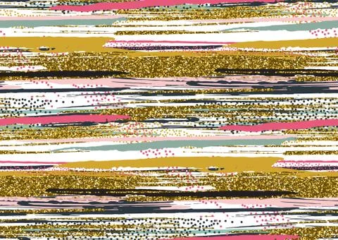 Vector seamless pattern with hand drawn gold glitter textured brush strokes Illustrazione stock