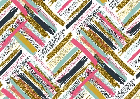 Vector seamless pattern with hand drawn gold glitter textured brush strokes Stock Illustration