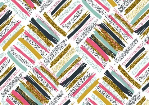 Vector seamless pattern with hand drawn gold glitter textured brush strokes Stock Illustration
