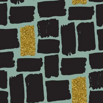 Vector seamless pattern with hand drawn gold glitter textured brush strokes Stock Illustration