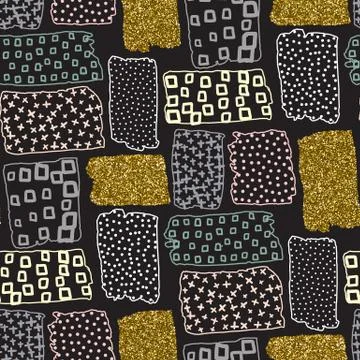 Vector seamless pattern with hand drawn gold glitter textured brush strokes Stock Illustration