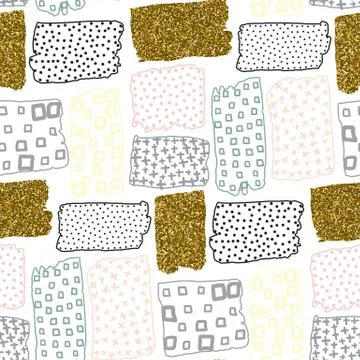 Vector seamless pattern with hand drawn gold glitter textured brush strokes Illustrazione stock