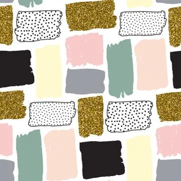 Vector seamless pattern with hand drawn gold glitter textured brush strokes Stock Illustration