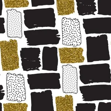 Vector seamless pattern with hand drawn gold glitter textured brush strokes Stock Illustration