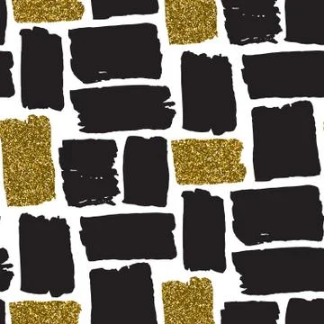 Vector seamless pattern with hand drawn gold glitter strokes Stock Illustration