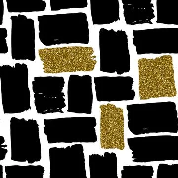 Vector seamless pattern with hand drawn gold glitter strokes Stock Illustration