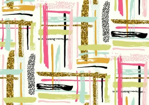 Vector seamless pattern with hand drawn gold glitter textured brush strokes Stock Illustration