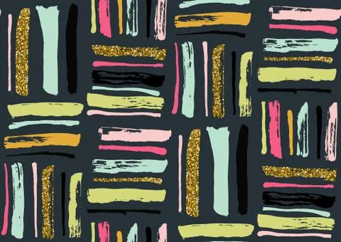 Vector seamless pattern with hand drawn gold glitter textured brush strokes Stock Illustration
