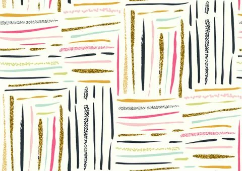 Vector seamless pattern with hand drawn gold glitter textured brush strokes 스톡 일러스트