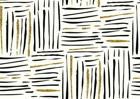 Vector seamless pattern with hand drawn gold glitter textured brush strokes Stock Illustration