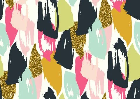 Vector seamless pattern with hand drawn gold glitter textured brush strokes Ilustración de archivo