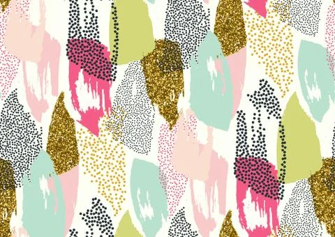 Vector seamless pattern with hand drawn gold glitter textured brush strokes Illustrazione stock