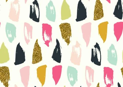 Vector seamless pattern with hand drawn gold glitter textured brush strokes Stock Illustration