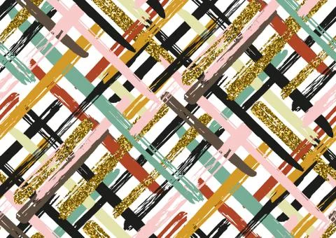 Vector seamless pattern with hand drawn gold glitter textured brush strokes Stock Illustration