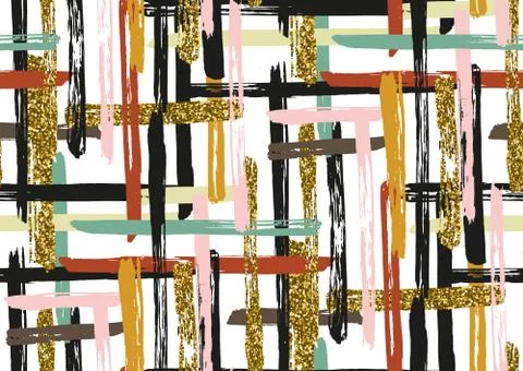 Vector seamless pattern with hand drawn gold glitter textured brush strokes Stock Illustration