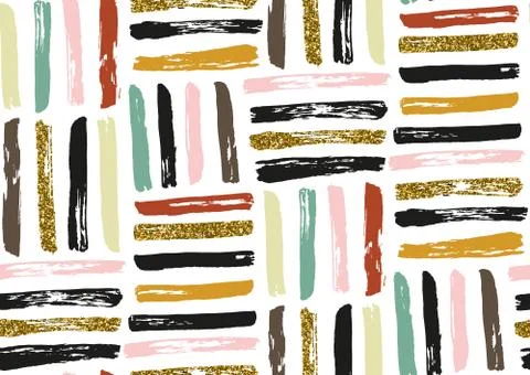 Vector seamless pattern with hand drawn gold glitter textured brush strokes Stock Illustration