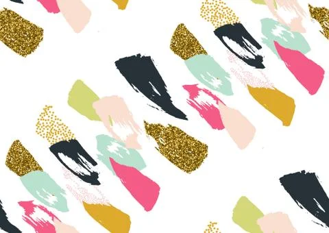 Vector seamless pattern with hand drawn gold glitter textured brush strokes Illustrazione stock