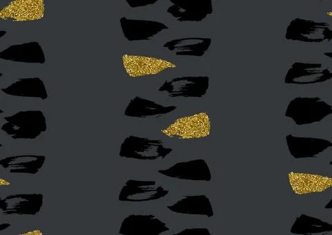 Vector seamless pattern with hand drawn gold glitter textured brush strokes Illustrazione stock