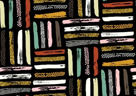 Vector seamless pattern with hand drawn gold glitter textured brush strokes Illustrazione stock