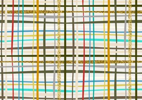 Vector seamless pattern with hand drawn gold glitter textured brush strokes.. Stock Illustration