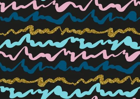 Vector seamless pattern with hand drawn gold glitter textured brush strokes.. Stock Illustration