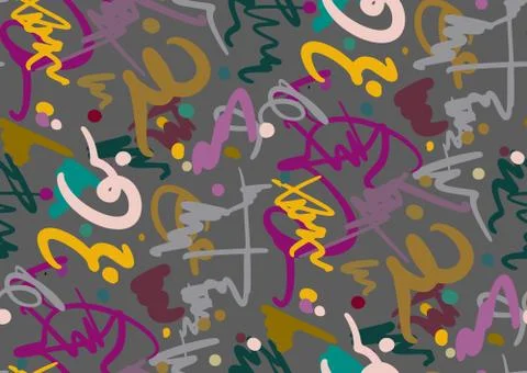 Vector seamless pattern with hand drawn brush strokes and stripes hand pain.. Stock Illustration