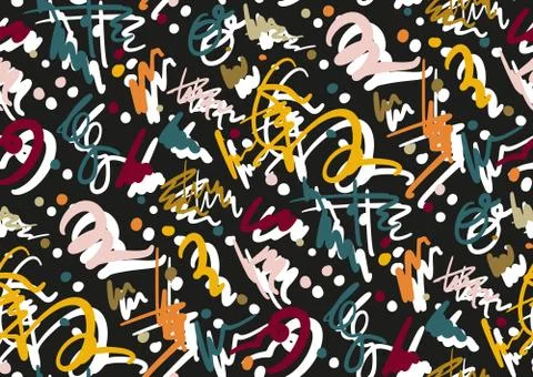Vector seamless pattern with hand drawn brush strokes and stripes hand pain.. Stock Illustration