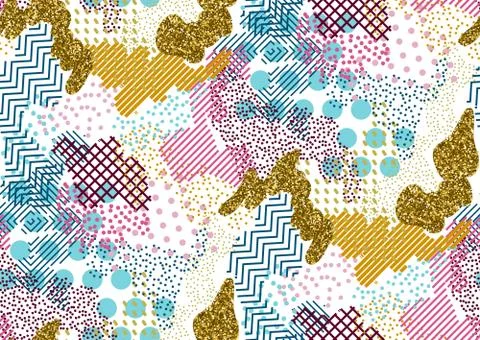 Vector seamless pattern with hand drawn gold glitter textured brush strokes.. Illustrazione stock