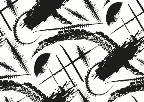 Vector seamless pattern with hand drawn textured brush strokes and stripes .. Stock Illustration