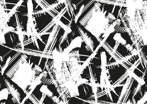 Vector seamless pattern with hand drawn textured brush strokes and stripes Stock Illustration