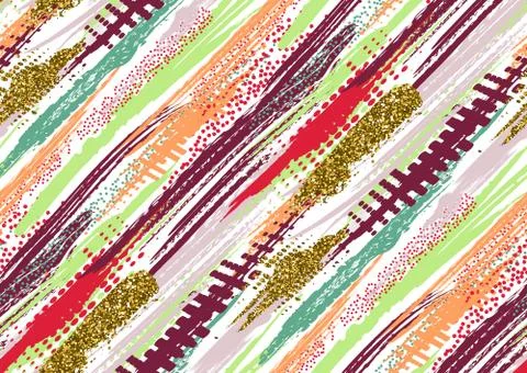 Vector seamless pattern with hand drawn gold glitter textured brush strokes.. Stock Illustration
