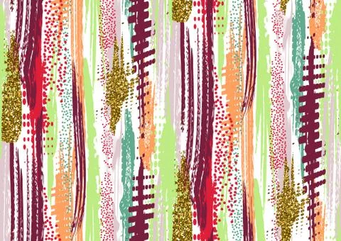 Vector seamless pattern with hand drawn gold glitter textured brush strokes.. Stock Illustration