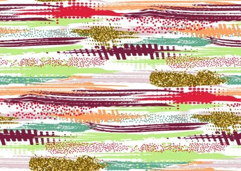 Vector seamless pattern with hand drawn gold glitter textured brush strokes.. Illustrazione stock