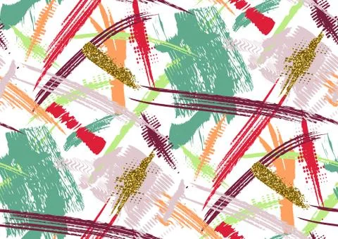 Vector seamless pattern with hand drawn gold glitter textured brush strokes.. Stock Illustration