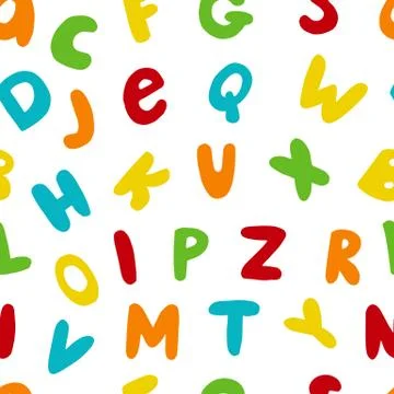 Vector seamless pattern with hand drawn english letters Stock Illustration