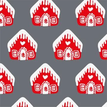 Vector seamless pattern with hand drawn doodle Christmas trees Illustrazione stock