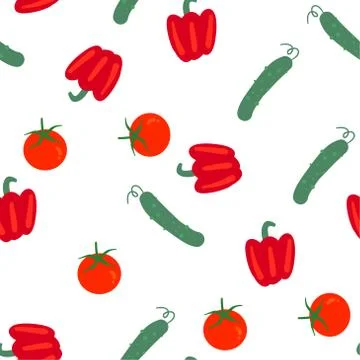 Vector seamless pattern with hand drawn vegetables. Farm market products.  Stock Illustration