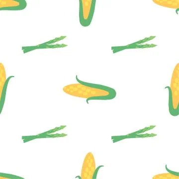 Vector seamless pattern with hand drawn vegetables. Farm market products.  Stock Illustration
