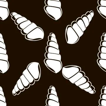 Vector seamless pattern with hand drawn scallop shells. イラスト素材