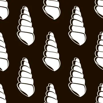 Vector seamless pattern with hand drawn scallop shells. Illustrazione stock