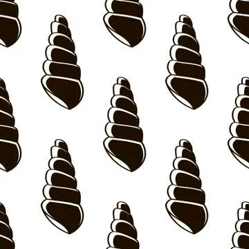 Vector seamless pattern with hand drawn scallop shells. Stock Illustration