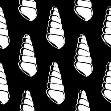 Vector seamless pattern with hand drawn scallop shells. Illustrazione stock