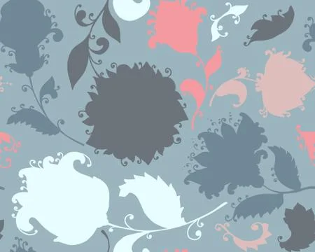 Vector seamless pattern with hand drawn paisley floral elements. Stock Illustration