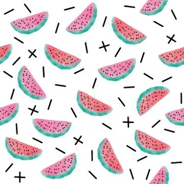 Vector. Seamless pattern with hand drawn watercolor fruits. Stock Illustration